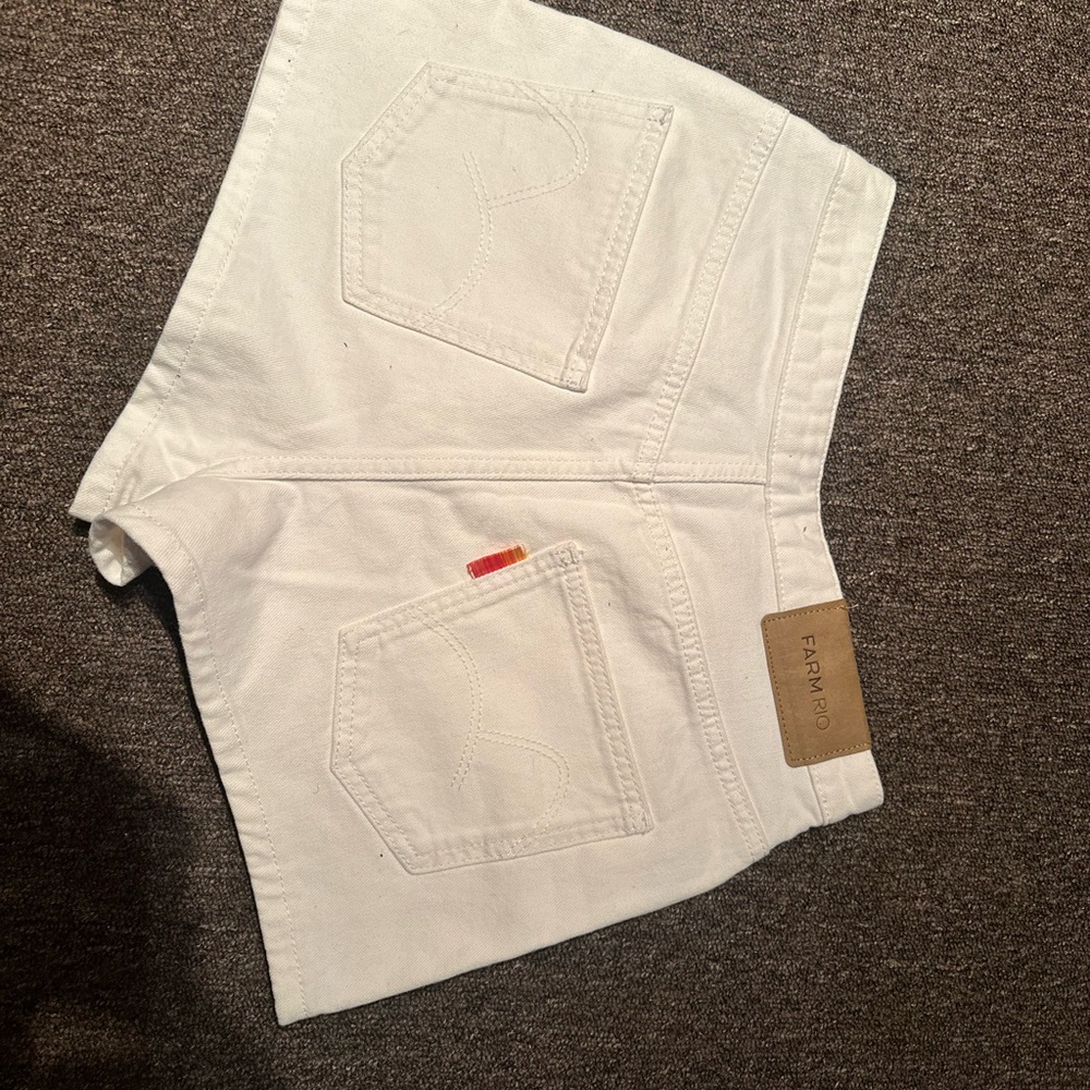 FARM Rio White Denim Shorts